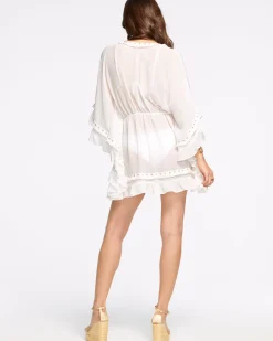 Ramy Brook Embellished Joya Coverup Mini Dress White Hot