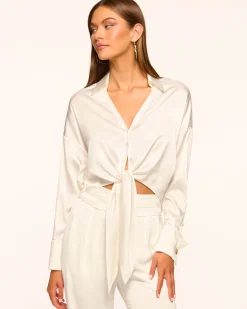 Ramy Brook Farrah Silk Tie-Front Blouse Best