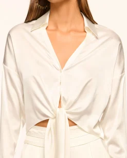 Ramy Brook Farrah Silk Tie-Front Blouse Best
