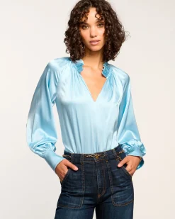 Ramy Brook Gayle Silk Long Sleeve Blouse Clearance