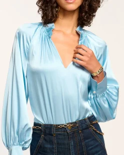 Ramy Brook Gayle Silk Long Sleeve Blouse Clearance