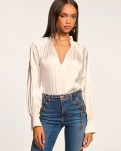 Ramy Brook Gayle Silk Long Sleeve Blouse Clearance