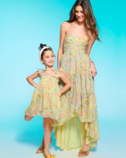 Ramy Brook Girls Babydoll Franka Dress Blueleaf Clearance