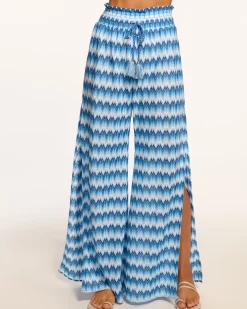 Ramy Brook Glora High Rise Coverup Pant Bluechevron Fashion