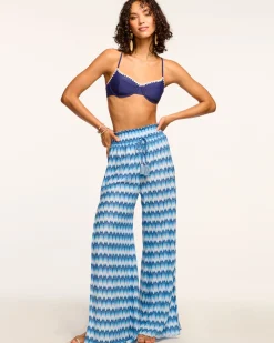 Ramy Brook Glora High Rise Coverup Pant Bluechevron Fashion