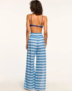 Ramy Brook Glora High Rise Coverup Pant Bluechevron Fashion