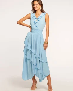 Ramy Brook Hadlee Ruffled Midi Dress Black Clearance