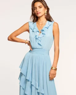 Ramy Brook Hadlee Ruffled Midi Dress Black Clearance