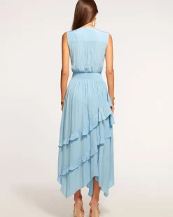 Ramy Brook Hadlee Ruffled Midi Dress Black Clearance