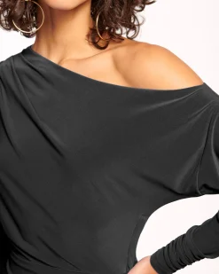 Ramy Brook Haisley Jersey Off-The-Shoulder Mini Dress Black Best