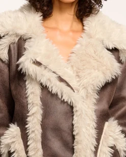 Ramy Brook Hal Faux Shearling Coat Brownshearling Online