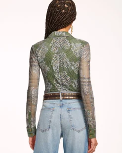 Ramy Brook Hamilton Mesh Long Sleeve Top Sagetartan Online