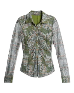 Ramy Brook Hamilton Mesh Long Sleeve Top Sagetartan Online