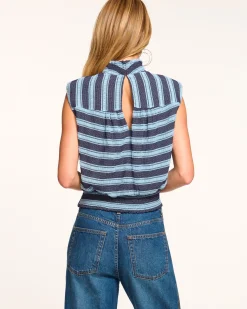 Ramy Brook Herminia Mock Neck Top Bluestripe Best