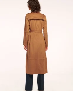 Ramy Brook Hermione Faux Suede Trench Coat Saddle Clearance