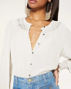 Ramy Brook Isla Puff Sleeve Blouse Sandstone Outlet