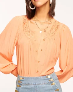 Ramy Brook Isla Puff Sleeve Blouse Sandstone Outlet