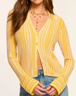 Ramy Brook Ivana Cardigan Sweater Daisystripe Sale