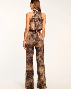 Ramy Brook Jackeline Halter Jumpsuit Leopard Fashion