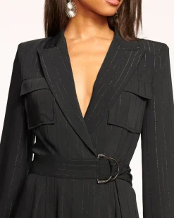 Ramy Brook James Long Sleeve V-Neck Jumpsuit Blackstripe Sale