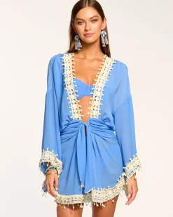 Ramy Brook Jamie Embellished Coverup Mini Dress Sereneblue Discount