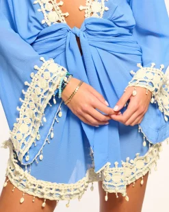 Ramy Brook Jamie Embellished Coverup Mini Dress Sereneblue Discount