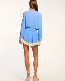 Ramy Brook Jamie Embellished Coverup Mini Dress Sereneblue Discount