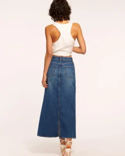 Ramy Brook Jannie Two-Tone Denim Maxi Skirt Tonalwash Clearance
