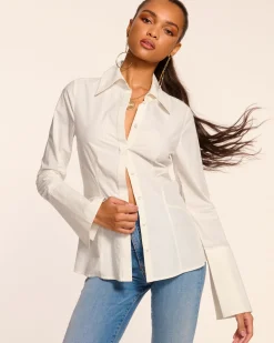 Ramy Brook Jay Tailored Cotton Poplin Top Clearance