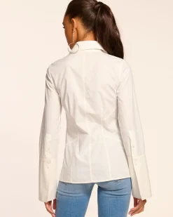 Ramy Brook Jay Tailored Cotton Poplin Top Clearance