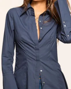 Ramy Brook Jay Tailored Cotton Poplin Top Clearance