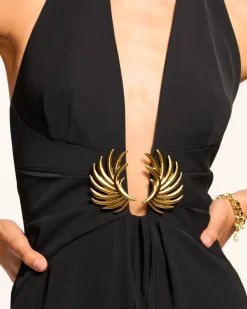 Ramy Brook Jenie Embellished Plunging Gown Black Clearance