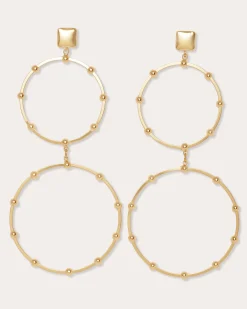 Ramy Brook Kairi Stacked Hoop Earrings Gold New