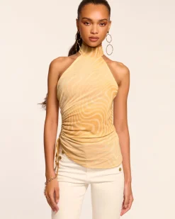 Ramy Brook Kemeisha Ruched Halter Top Burlapswirl Discount