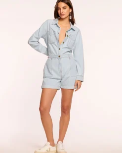 Ramy Brook Lavinia Relaxed Denim Romper Bleachedwash Best