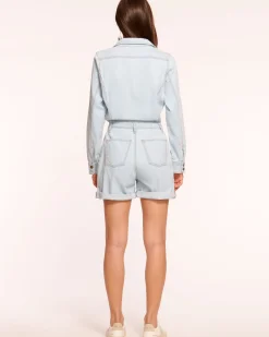 Ramy Brook Lavinia Relaxed Denim Romper Bleachedwash Best