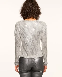 Ramy Brook Leon Beaded Cowl Neck Top Fashion