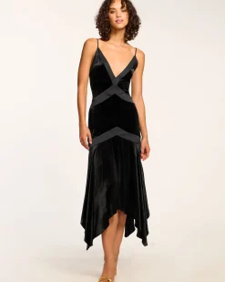 Ramy Brook Louisa Velvet Midi Slip Dress Black Online