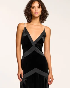 Ramy Brook Louisa Velvet Midi Slip Dress Black Online