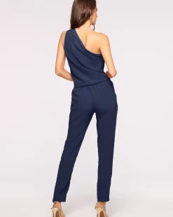 Ramy Brook Lulu One Shoulder Jumpsuit Navy Best