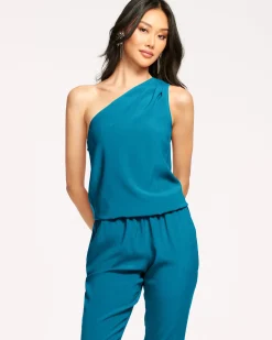 Ramy Brook Lulu One Shoulder Jumpsuit Navy Best