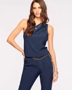 Ramy Brook Lulu One Shoulder Jumpsuit Navy Best