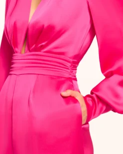 Ramy Brook Madelane Plunging Long Sleeve Jumpsuit Clearance
