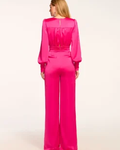 Ramy Brook Madelane Plunging Long Sleeve Jumpsuit Clearance
