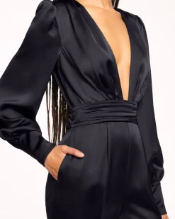 Ramy Brook Madelane Plunging Long Sleeve Jumpsuit Clearance