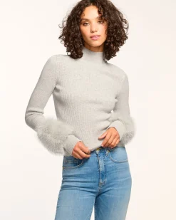 Ramy Brook Magnus Turtleneck Faux Fur Sweater Outlet