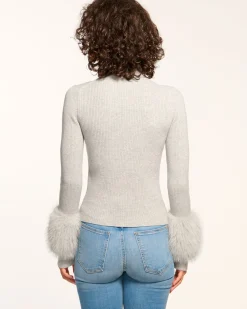 Ramy Brook Magnus Turtleneck Faux Fur Sweater Outlet