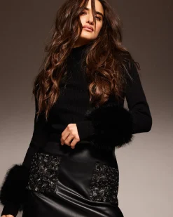 Ramy Brook Magnus Turtleneck Faux Fur Sweater Outlet