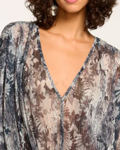 Ramy Brook Margot V-Neck Bodysuit Greyfloral Discount