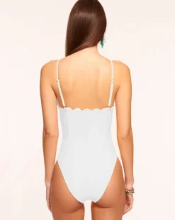 Ramy Brook Mikayla Scalloped One Piece Swimsuit White Sale